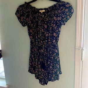 Rewind Off the Shoulder Floral Print Romper